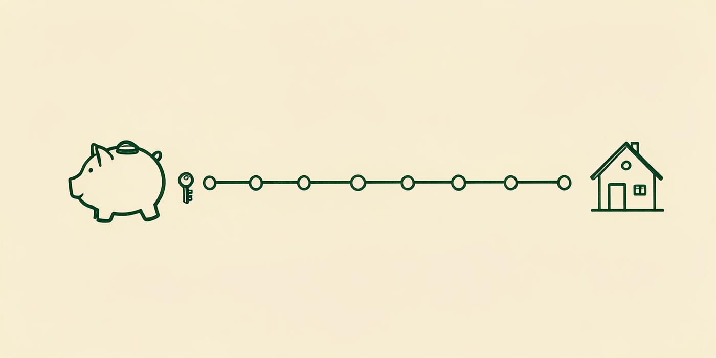 A simple timeline showing the phases of buying a first home